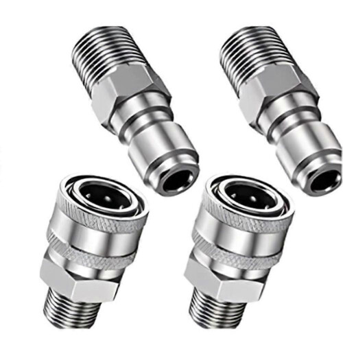Adaptadores de Aço Inoxidável para Mangueira de Lavadora de Alta Pressão, Compatível com Bicos de 1/4 e 3/8 Polegadas - 4 Peças 2