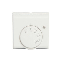 Termostato mecánico para sala de calderas, 2 cables, rango de ajuste 10-30C, montaje superficial o caja patress, color blanco, uso doméstico