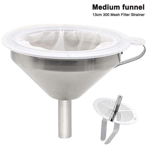 Funil de cozinha em aço inoxidável 304 com filtro, diâmetro 5 polegadas, para transferência de líquidos