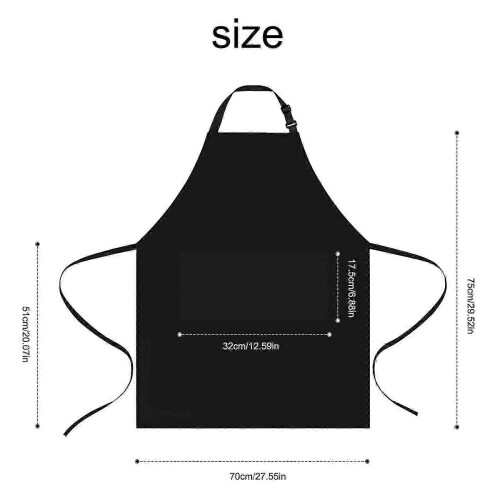 2-Piece Water-Resistant Apron for Kitchen, Adjustable Straps, Two Pockets, Polyester Cotton, Black 1