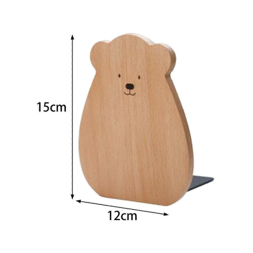 Fermalibri in legno per scaffali, robusti, con design a orso, ideali per ufficio e biblioteca. 1