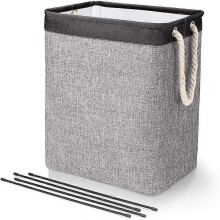 Foldable 50x41x31cm Laundry Basket with Rope Handles, Large Storage Bin for Bedroom, Laundry Room, Bathroom