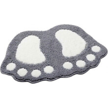 40 x 60 cm Non-Slip Absorbent Bath Mat - Gray, Large Foot Design, Creative Shape, Polyester