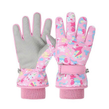 Kids Ski Gloves - Pink 7-9 Years, Warm Winter Gloves for Boys and Girls, Windproof Snow Skiing, Equestrian & Bike Sports
