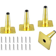 4 Gold Furniture Legs - 10cm Conical Iron Support Feet for Cabinet Table Bed