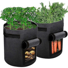2-Pack 10 Gallon Black Non-Woven Vegetable Grow Bags for Potato Planting
