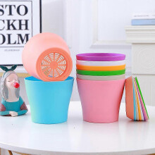 8 Pcs Small 10cm Plastic Flower Pot with Saucers Plant Pots for Balcony Garden 8 Colors