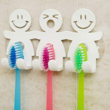 Mignon Smiley Emoji Toothbrush Holder with Suction Cup for Bathroom Wall Decor
