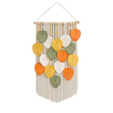 Macrame Wall Hanging - Handwoven Boho Autumn Leaves Tapestry, 1-Piece Decor for Bedroom Living Room Dorm