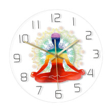 Yoga Round Wall Clock Decorative for Living Room Dining Room Home Decor