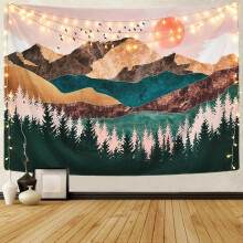 Mountain Forest Sunset Nature Landscape Tapestry Wall Hanging for Room Decor
