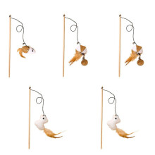 5-teiliges Katzenspielzeug aus Holz: Leinenvogel, Herzmaus, Mausmodell, Kürbisdesign