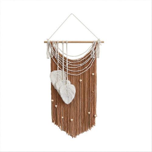 Bohemian Leaf Tassel Wall Hanging Tapestry Brown - 1 Piece
