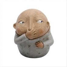 Boy Pinching Nose Toilet Statue, Humorous Bathroom Shelf Decor
