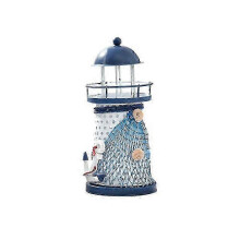 HUAFEI Mediterranean Iron Lighthouse Figurine Vintage Nautical Anchor Decor Set