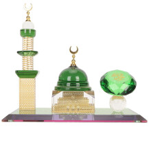 Dome of the Rock Mosque Crystal Miniature Muslim Architecture Statue, Car Desktop Decorative Building Model