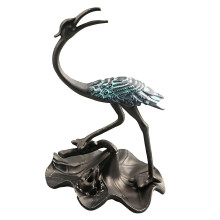 Crane Figurine Creative Zinc Alloy Bird Statue for Home Office Decor No Incense Burner