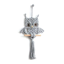 Owl Macrame Woven Wall Hanging Bohemian Gray Pendant Ornament Tapestry
