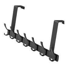 Black Hook Behind Bathroom Door, Free Punching, 1 Set