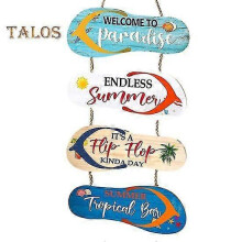 Wooden Flip Flops Pendant for Beach Garden Wall Decor, Creative Hanging Ornament for Relaxing Home Ambiance