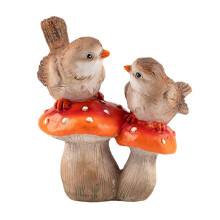 Décoration de jardin - Statue miniature d'oiseau en résine sur champignon, ornement de table pour terrasse ou jardin.