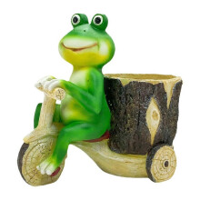 Décoration grenouille tirant une charrette, pot de fleurs animal, statue de grenouille amusante pour balcon