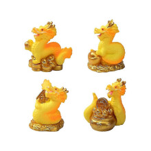 Mini Chinese New Year Dragon Figurine 4-Piece Set Miniature Dragon Statue