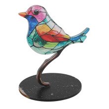 Birds on a Branch, Handcrafted Acrylic Ornament, Flat & Colorful Animal Statue, Office & Home Decor, 1 Bird
