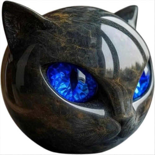 Black Luxury Cat Statue Blue Home Decor Gift Art