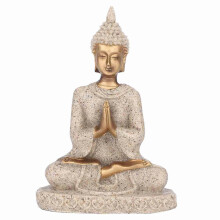 Buddha Sitting Meditation Statue, Handcrafted Sculpture Figurine for Home Decor (Gold)