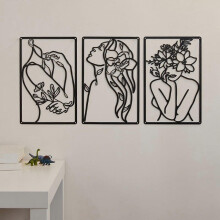 3 Pcs Metal Minimalist Abstract Female Line Art Wall Decor Single Line Woman Home Hanging Set