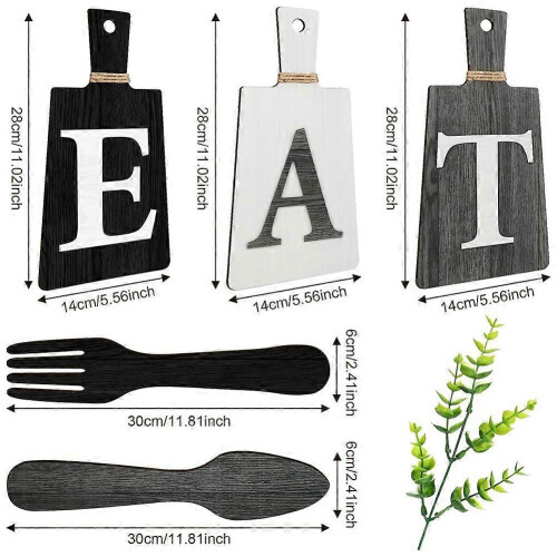 Cutting Board & Eat Sign Set Hanging Kitchen Art Fork Spoon Wall Decor, B 1
