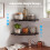 Levede 2 Pack Floating Corner Shelves Cable Cut-Out Wall Mounted Storage Black 4