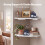 Levede 2 Pack Floating Corner Shelves Cable Cut-Out Wall Mounted Storage White 3