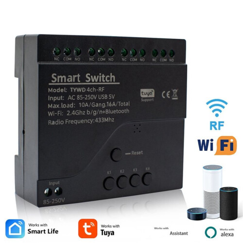 Tuya 4CH Wifi  Relay  Module Access Control  APP RF Remote Control 433M Fungerar med Alexa  Home 1