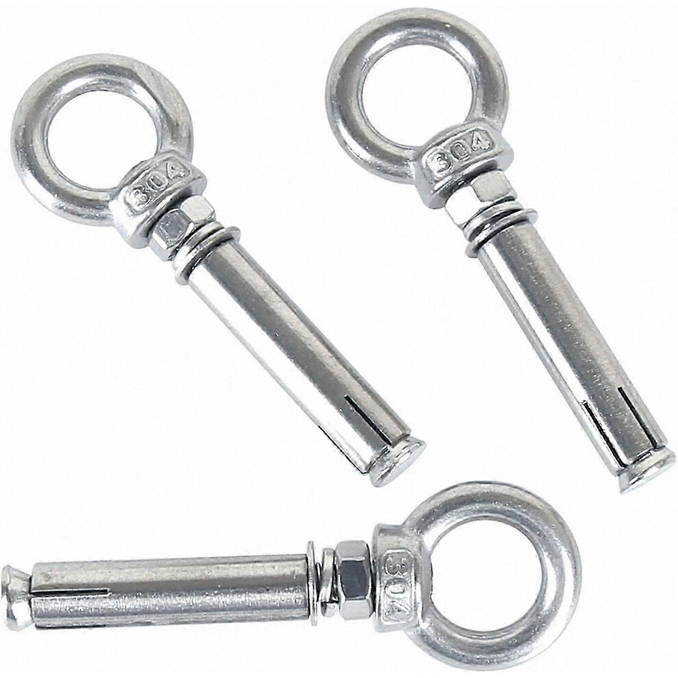 Stainless Steel Expansion Bolts With Eyelet, M8 X 70Mm, 304 Stainless Steel, 5-Pack, For Concrete Anchoring, Rust Resistant For Outdoor Damp Use 6901168284155