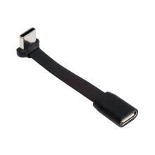 Cabo Extensor USB-C Macho Fêmea Ângulo 90 Graus 65W Carregamento Rápido Transferência Dados USB 2.0 Compatível com Dispositivos USB-C