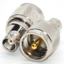 Adaptador de Conector Coaxial PL259 Macho UHF para BNC Fêmea, 50 Ohms, Cobre Niquelado, Pacote com 2, Compatível com Antena Rádio Ham e LAN Sem Fio