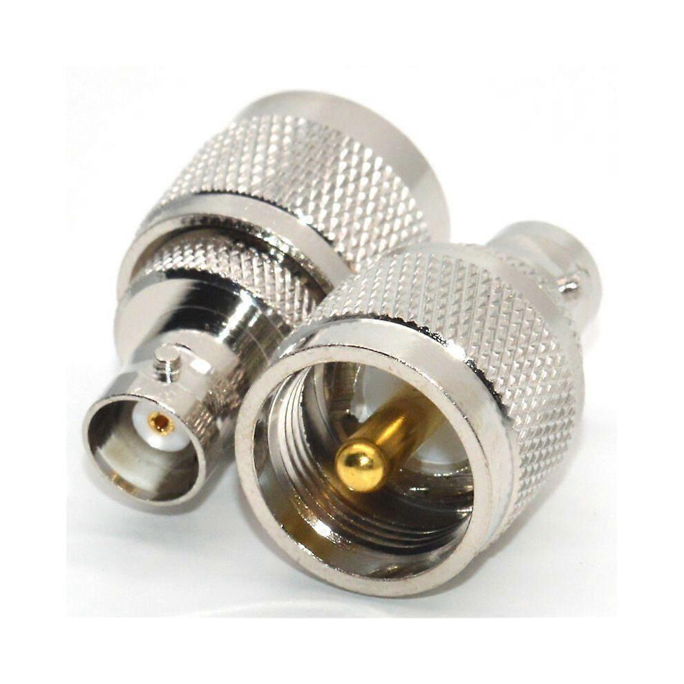 Uhf Male Pl259 To Bnc Female Coaxial Connector Adapter, 50 Ohm Nickel Plated Copper, Pack Of 2, For Ham Radio Antenna Wireless Lan 6901168290613