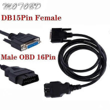 OBD2 16-pins mannelijke naar DB 15-pins vrouwelijke verlengkabel, 1,5 m lang, OBD II diagnoseverlenger adapterconnector kabel