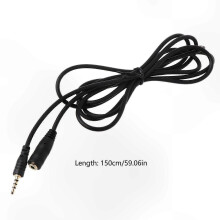 4-Pole2,5 mm AUX Verlängerungskabel150 cm rechtwinklig Stecker auf Buchse Schwarz kompatibel mit Geräten mit2,5 mm Anschluss