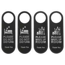 Do Not Disturb Door Tags, 16 Pack, Black PU, Double Sided, Hanging Design for Hotel Door Handles, Bars, Cafes, Clubs