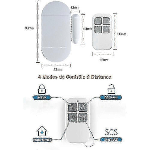 Door and Window Alarm Wireless Magnetic Sensor with Remote Control 130dB Siren 1