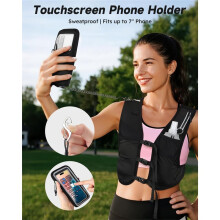 Running Vest for Women Men, Hydration Vest with Soft Flask Packet & Phone Holder BLACK