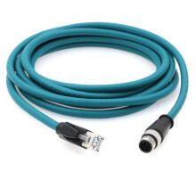 M12 8P A-Coded Straight Male RJ45 Ethernet Cable 2m, compatible with Cognex In-Sight 5000 7000 DMR 200 500 ISM1400 PLC, shielded heavy duty flexible