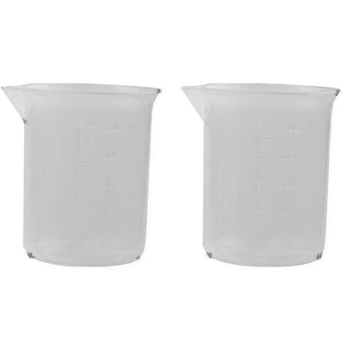 Plastic Measuring Cup Beaker, 2 Pack 100ml Clear White Graduated Measuring Jug for Lab Kitchen
```