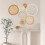 Boho Wall Basket Set, Flat Woven Hanging Decor, Round Tassel White Macrame Tapestry Wall Art 8-Pack 5