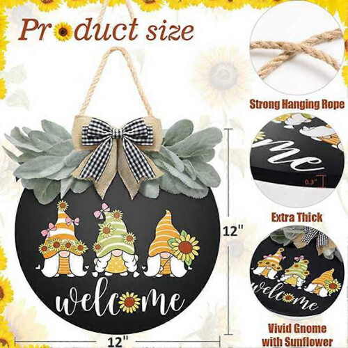 Welcome Signs for Front Door - Holiday Wall Decorations Featuring Gnomes 1