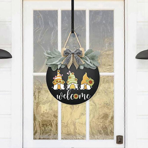 Welcome Signs for Front Door - Holiday Wall Decorations Featuring Gnomes 2