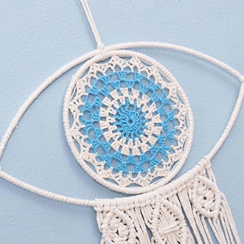 Turkish Blue Eye Boho Macrame Wall Hanging Handwoven Tapestry E7CB 2
